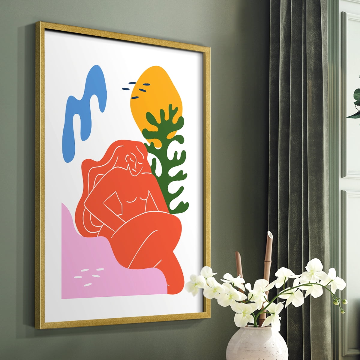 Matisse CDXLIX in Gold Solid Wood Framed Print No Nail Hanging