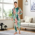 thumbnail image 5 of 1 Piece Adult Onesie Pajamas Cozy & Loose-Fit Sleepsuit Loungewear with Pockets Pink Abstract Floral Patterns Large, 5 of 7