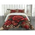 thumbnail image 2 of Ambesonne Leopard Quilted Coverlet 3 Pcs, Red Roses Swirls Wild Cat, Queen Size, Vermilion Caramel Beige, 2 of 4