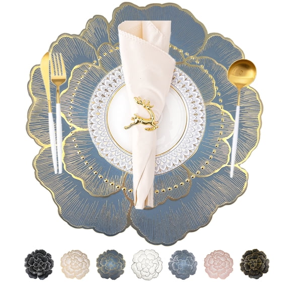 Evlmd Placemats Set of 4, Round Rose Flowers Placemats,15" Heat Resistant Non-Slip Table Mats for Dining, Wedding, Party, Kitchen Decoration