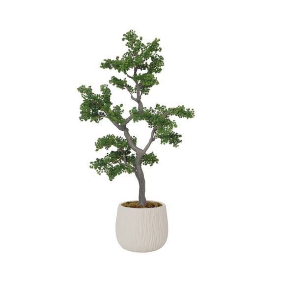 59.6'' Artificial Bonsai tree in a Shell designed fiberstone planter perfect for indoor and outdoor use