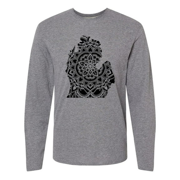 Inktastic Michigan Silhouette Mandala Long Sleeve T-Shirt