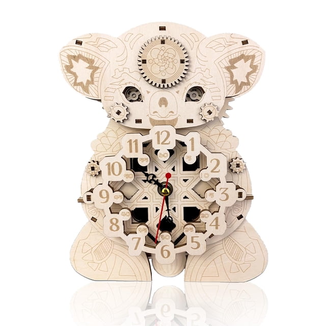 Kit de maqueta de reloj Foyucool Koala con rompecabezas de madera 3D para adultos