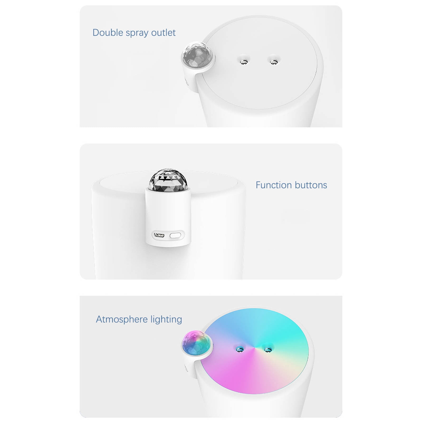 Dengmore Humidifiers For Bedroom 2L Cool Mist Humidifier for Bedroom USB Portable Desk Humidifier Quiet Humidifier with 2 Mist Modes and 7-Color Light, Home