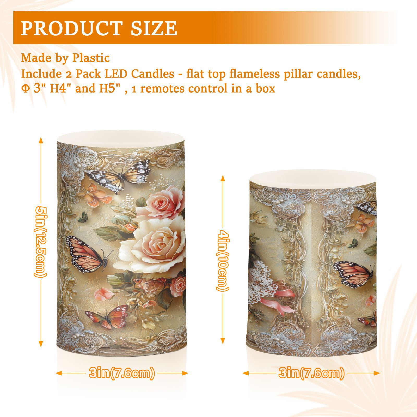 BZSMCE Flameless Candles LED Lights Butterfly and Roses on Lace Creativity Battery Candles