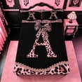 thumbnail image 5 of meiyoeat Pink Leopard Print Full Size Sheets For Girls,Chic Cheetah Bow Monogram A Bed Sheets For Kids,4 Pieces, 5 of 6