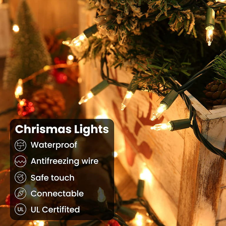 612 Vermont 100 Clear White Christmas Lights on White Wire, Indoor Outdoor  Use, 18' Lighted Length, 20' Total Length 
