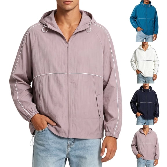 Men's Sunscreen Jacket Lightweight Breathable Solid Coat Plus Size | Fishing Sun Protection Hoodie Nylon Spandex Quick Dry UPF 50 Outdoor Hiking Camping Travel | Zenithor,Blue L