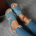thumbnail image 4 of BADHUB Women's Low Wedge Heels Summer Comfortable Dressy Sandals Buckle Ankle Strap Open Toe Wedge Slides Sky Blue 43, 4 of 5