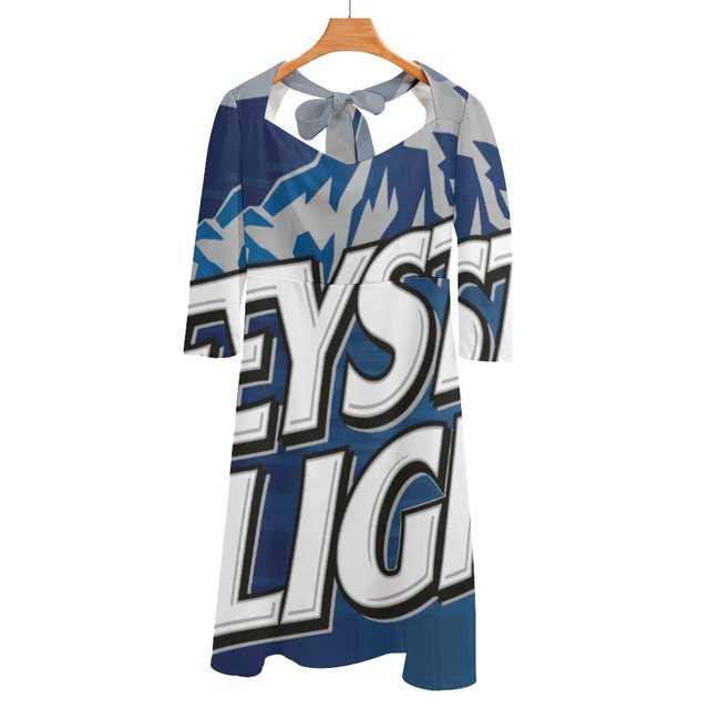 Keyst Light Square Neck Dress Back Lacing Backless Dress Elegant Beach Party Dress Korean Keyst Light Keyst Light Beer