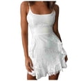 thumbnail image 1 of Vestido de fiesta con volantes estampado liso de mujer: manga corta, espalda descubierta, poliéster, tallas S-XL, estampado floral, perfecto para fiestas de verano/playa., 1 of 6