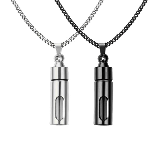 2x Collar con Colgante de cineraria cineraria cineraria de material acero Inoxidable para Abrir , plata + negro Fernando colgante collar encantos