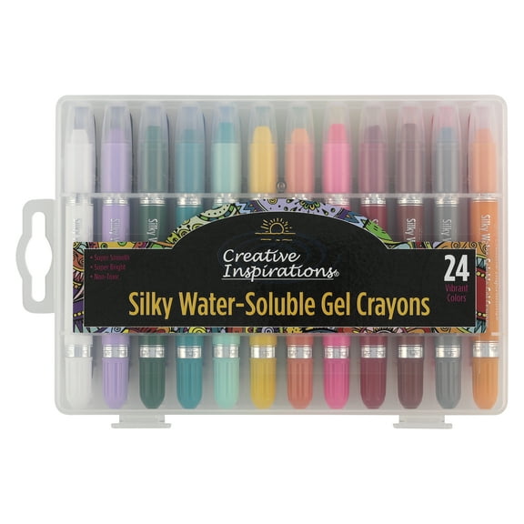 Creative Inspirations Silky Water-Soluble Gel Crayons - Professional Gel Crayons for All Ages, Artists, Scrapbooking, Travel, & More! - Set of 24