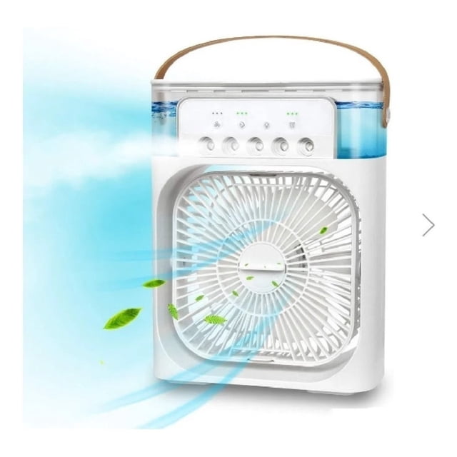 Mini Ventilador De Aire Acondicionado Portátil TQP 3 Velocidades Luz Led 7 Colores