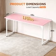thumbnail image 2 of PayLessHere 63 Inch Pink Computer Desk with Metal Frame, Adjustable Feet,Pack of 1, 2 of 7