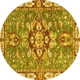 thumbnail image 1 of Ahgly Company Indoor Round Geometric Yellow Traditional Area Rugs, 6' Round, 1 of 4