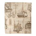 thumbnail image 1 of SIDONKU 58x80 inch Super Soft Throw Blanket London Vintage Travel 1950S Car Paris 1960S Abstract Aged Antique Home Decorative Flannel Velvet Plush Blanket, 1 of 1