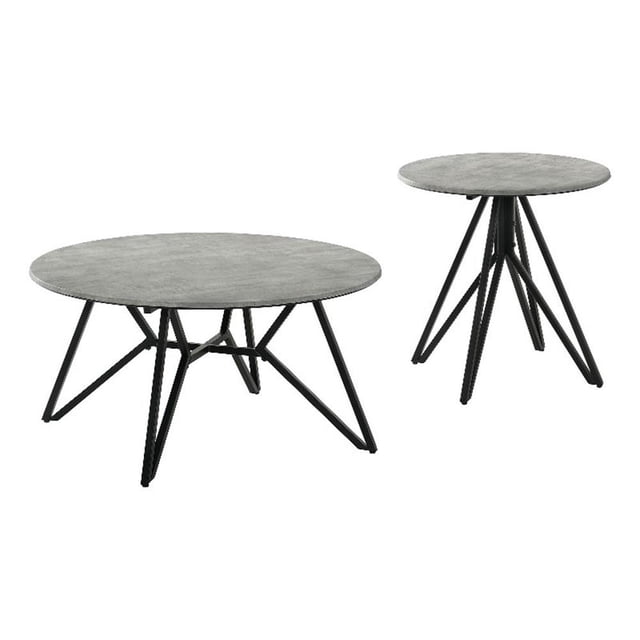 Hadi Ensemble Rond de 2 Pcs SmartTop Table Basse et Bout de Canapé en Ciment