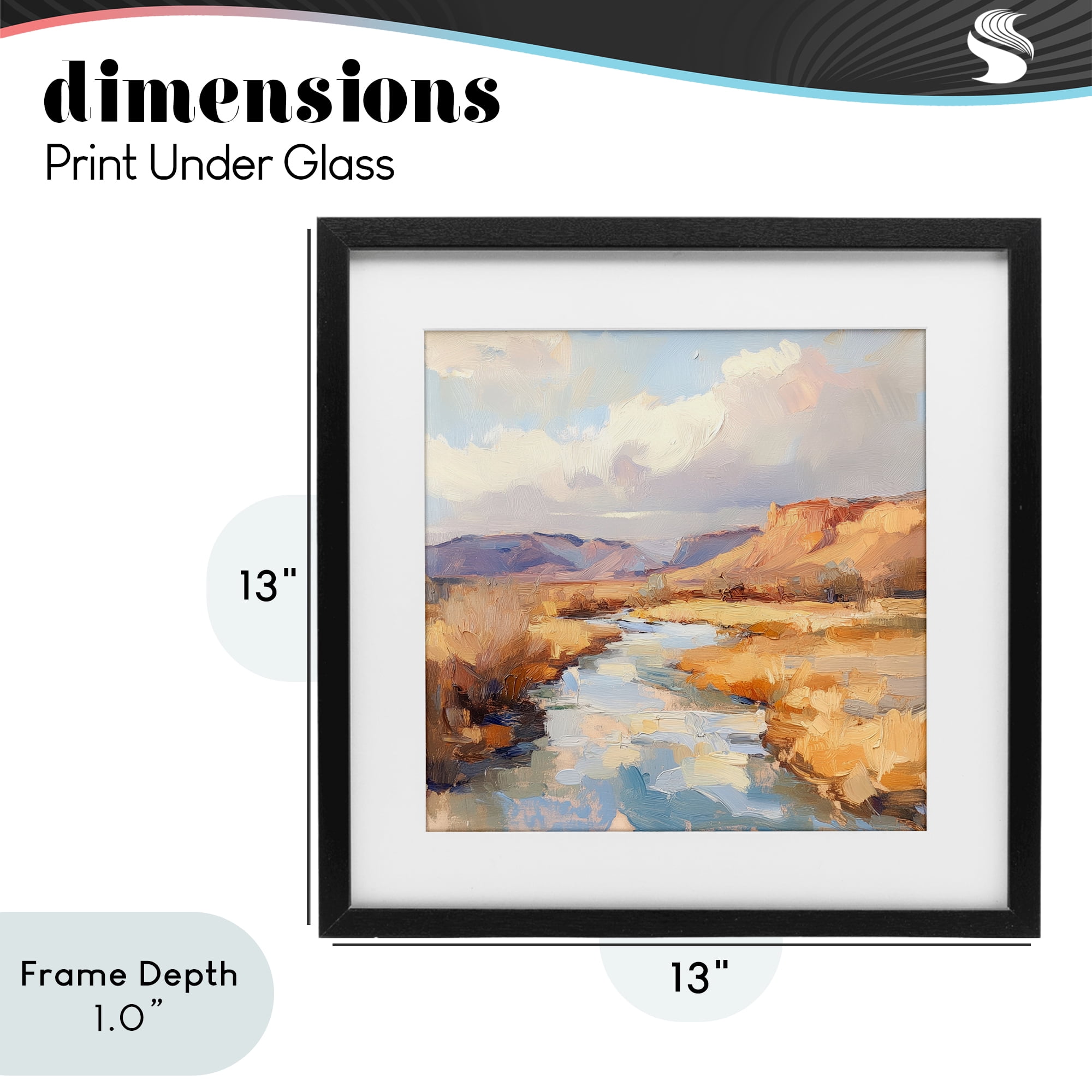 Stupell Industries Plateau River Evening Glow Black Framed Print Under Glass, design by Petal Prints Design