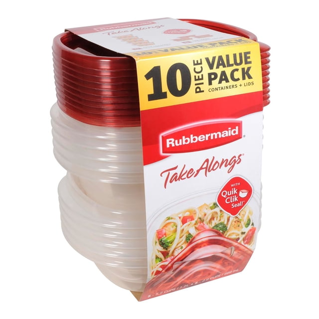 Rubbermaid Ensemble de 10 Contenants de Rangement pour Aliments à Emporter, Rouge