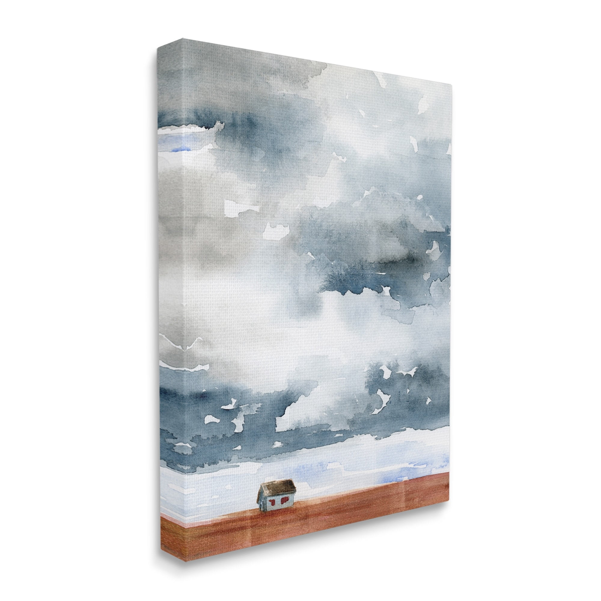 Stupell Industries Distant Rural Cottage Heavy Clouds Watercolor Painting Painting Gallery Wrapped Canvas Print Wall Art, Design by Jennifer Paxton Parker