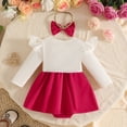 thumbnail image 4 of Girls Long Sleeve Bowknot Romper Bodysuits Dress Headbands Set, 4 of 4