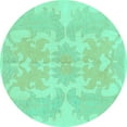thumbnail image 1 of Ahgly Company Machine Washable Indoor Round Abstract Turquoise Blue Modern Area Rugs, 6' Round, 1 of 4