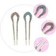 thumbnail image 2 of Vintage Rhinestone Hair Women Stick, Clips Accessories Double Stick Holder Style U-shape Accessory and French Hairpins Blossom U- Flower Styling Blue Woman Forks Stylish Purple, 2 of 5