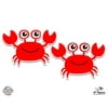Happy Red Crab Set of 2 - 2" Each Vinyl Stickers - For Car Laptop I-Pad Phone Helmet Hard Hat - Waterproof Decals