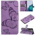 thumbnail image 1 of SaniMore for Samsung Galaxy S21 FE Magnetic Flip Wallet Case, [RFID Blocking] Card Holder PU Leather 3D Butterfly Embossing Cover with Kickstand & Wrist Strap Shockproof Protective Shell, Purple, 1 of 7