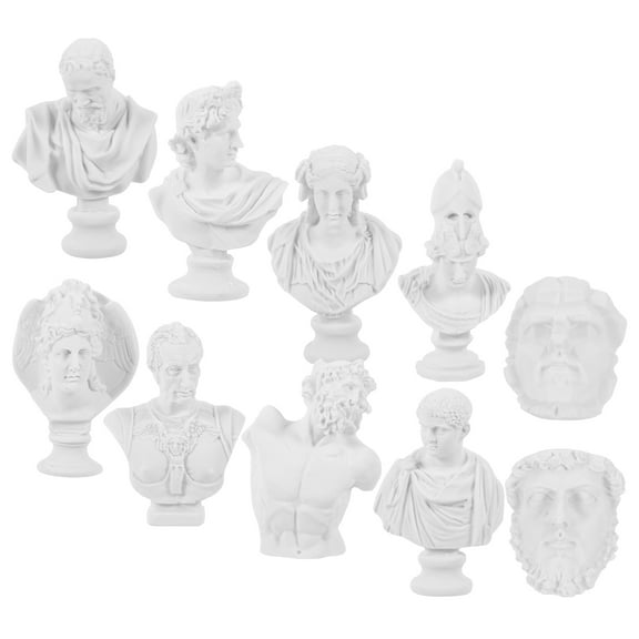 RENACLIPY 10pcs Mini Greek Sculptures Plaster Bust Statue Figurine Desktop Ornament Holidays