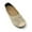 Beige, variant on Women's Foldover Sueded Faux Fur Gold Bow Ballerina Flats