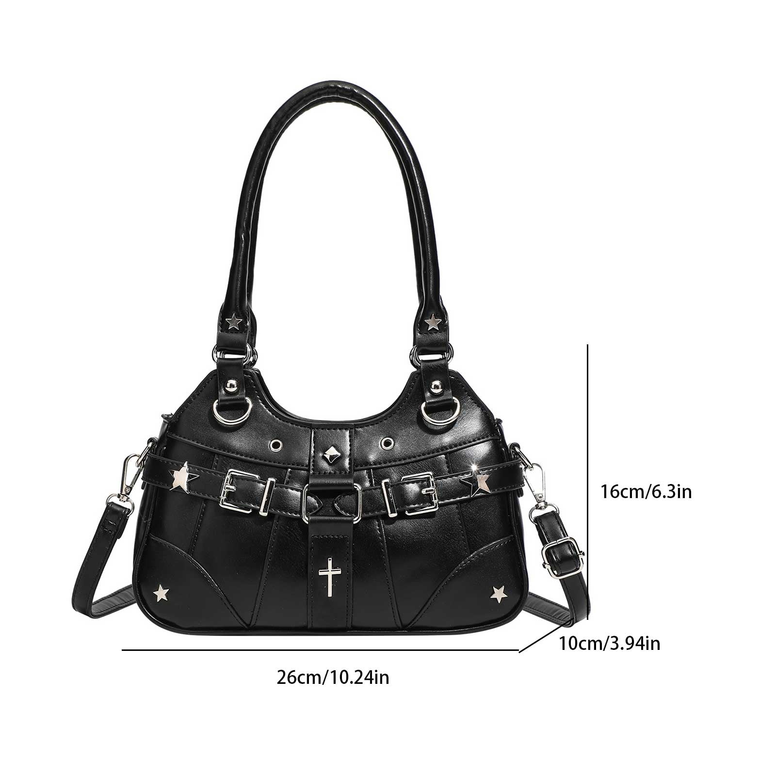 HUISZJ Metal Stud Crossbody Bag with Handle, Large Capacity Shoulder Bag, Portable Commute Bag for Travel Shopping Work, style2