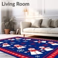 thumbnail image 2 of ODIKA 3'x5' Machine Washable Non-Slip Area Rug, Snowman Family Gathering with Scarf and Falling Snowflake Motifs High Traffic Rug, Blue, 620818, 2 of 7