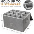 thumbnail image 2 of Stemware Storage Container, Hard Shell, Stackable Wine Glass Storage Box with Dividers & Handles, Crystal Glassware, Champagne Flute, Drinkware Case for Moving, Grey, 2 of 6