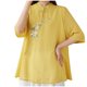 thumbnail image 1 of 1/2 Manga Tops para las Mujeres Botonados Cuello Redondo Blusa Casual, Camisa de Color Sólido de la Moda para las Mujeres, Lavado de Manos Primavera Y Verano Top, 1 of 5