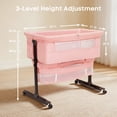 thumbnail image 5 of Baby Bassinet, 3-Level Adjustable Height with Wheels & Storage Basket, Breathable Mosquito Net,for Newborns and Infants,Pink, 5 of 9