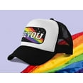 thumbnail image 5 of Pride Hat LGBTQ Gifts Gay Equality Rainbow Flag Be Proud Trucker Hats Mesh Cap Cap One Size black/white, 5 of 5