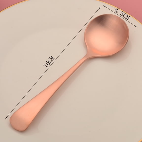 Wollet 99.9% Pure Copper Spoon, 16*4.5cm, Matte Finished Wide Copper Serving Spoon, Korean Soup Spoon