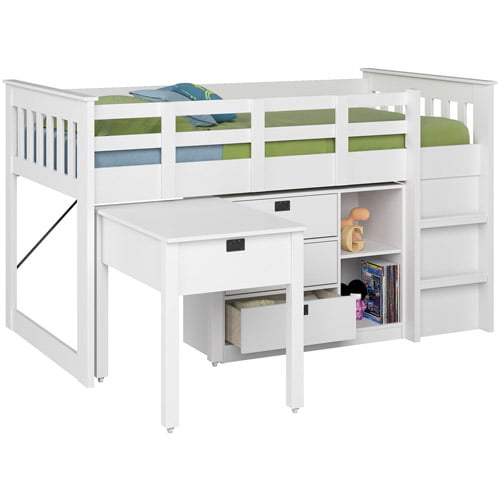 Corliving Madison Twin Loft Bed With Desk And Storage Walmart