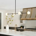 thumbnail image 4 of OYIPRO Modern 4 Light Linear Chandelier Kitchen Island Light with Glass Globe Black Gold, 4 of 5