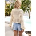 thumbnail image 3 of Charmo Womens Long Sleeve Beachwear Bathing Suit Drawstring Bikini Swimsuit Cover Up Shirts, 3 of 4
