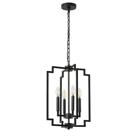 Matte Black Kitchen Island Pendant Lighting Industrial Hanging Light Fixture with Adjustable Chain for Dining Room - 13.9 IN