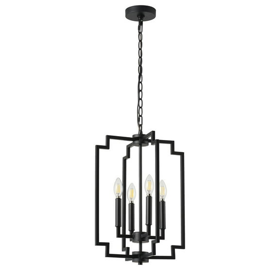 Matte Black Kitchen Island Pendant Lighting Industrial Hanging Light Fixture with Adjustable Chain for Dining Room - 13.9 IN