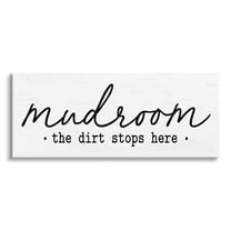 Stupell Industries Dirt Stops Here Mudroom Sign Rustic Grain Pattern Graphic Art Gallery Wrapped Canvas Print Wall Art, Design by Lettered and Lined