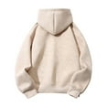 thumbnail image 4 of Wuxian Men Retro Streetwear Jacket Fuzzy Hoodie Soft Lined Zipper Up Solid Color Long Sleeve Sweatshirt Comfortable Casual Fit Cozy Stylish Outwear,Beige,L, 4 of 4