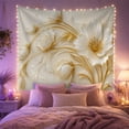 thumbnail image 2 of 3D White Floral Relief Set Against Cream Background, Serene Minimalist for Botanical Lovers, Sculptured Wall Art, Housewarming Gift, Tapestry Wall Hanging for Living Room and Bedroom, 2 of 7