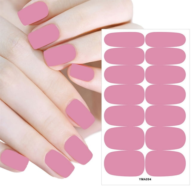 Autocollants pour Ongles de la Saint-Valentin pour Femmes Ensemble Complet de Vernis avec Design Couleur Pure