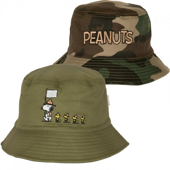 Peanuts Snoopy Troops Reversible Camo Bucket Hat