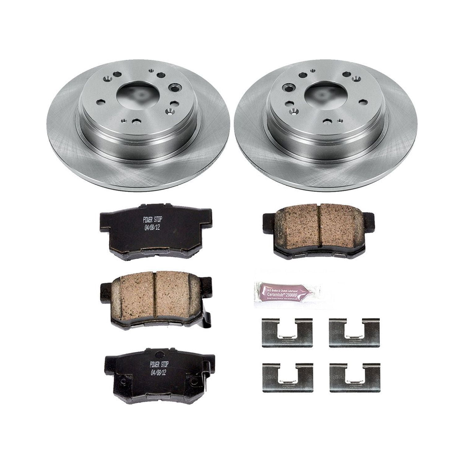 Power Stop Rear Stock Replacement Brake Pad and Rotor Kit KOE6172 Fits 2004 Honda CR-V